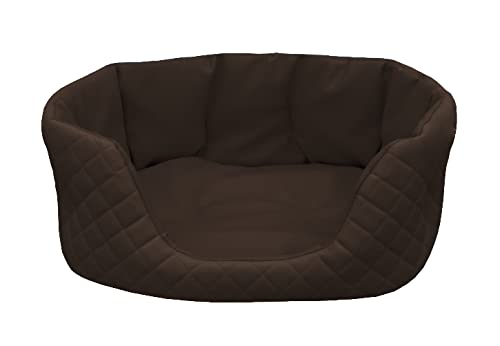 Juelle Lettino per cani in ecopelle trapuntata, cuccia Cestino per cani di grossa taglia, cuscino per cani soffici, cuccia per divano regina S-XL (120 x 90 cm, marrone scuro)