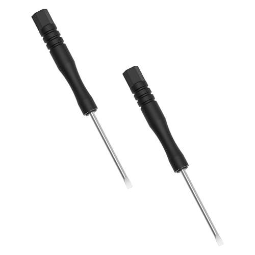 FOCMKEAS 2 Pcs Mini Slotted Screwdriver, 2mm Flat Head, 83mm, Black