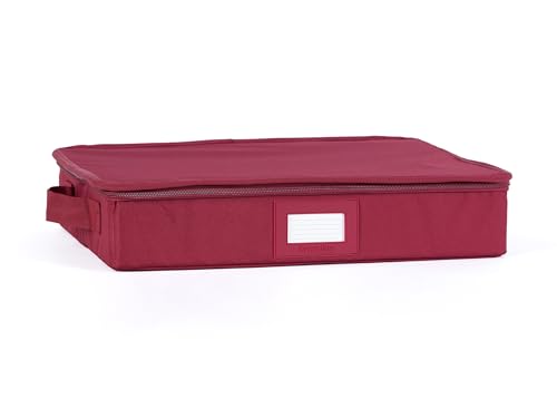 Covermates Keepsakes Zip-Top Storage Box Set, 3 Pack Heavy Duty Polyester Organizer Bins, Stackable Design, ID Window, Reinforced Handles, Closet Home Storage, Scarlett Red