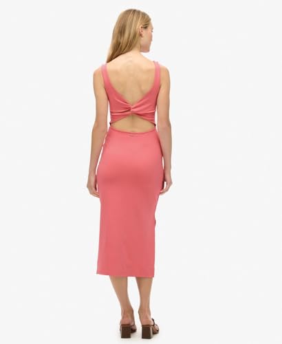 Superdry Para Mujer. W8011612A Vestido Midi De Punto Con Espalda Cruzada Rosa (L), Casual, Viscosa, Sin Mangas / Tirantes - 4