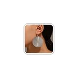 Aneneiceera Boho Exaggerated Coin Disc Earrings Gold Textured Coin Dangle Earrings Round Hammered Disc Drop Earrings Geometric Circle Earrings Jewelry for Women (Silver)