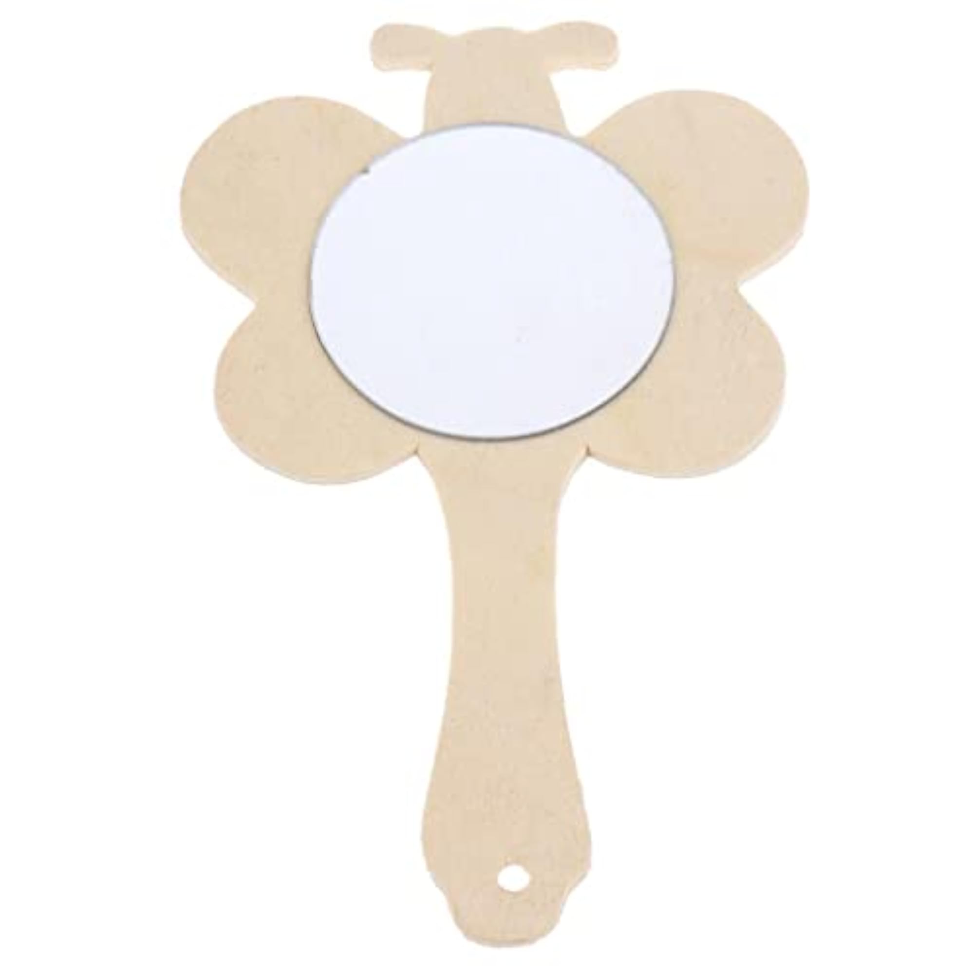 Dragonfly Shape Unfinished Wooden Handheld Mirror, 20Pcs Set