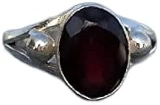 Faceted Garnet Ring, Promise Ring, Red Stone Ring, Oval Stone Ring, 925 Silver Plated, Red Gemstone Ring, Daily Wear Ring, Gemstone Jewelry, Birthday Gift Ring, Boho Ring, Cocktail Ring, Garnet Jewelry