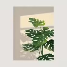 Zhuoya Internal Frame Tropical Monstera Leaf Botanical Poster - Modern Classic Art Canvas Print Vibrant Green Wall Art For Bedroom Decoration(50X70cm/Inner Frame)