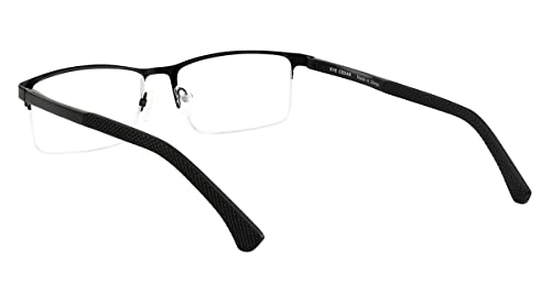 Eyecedar 5-Pack Reading Glasses Men Metal Half Frame Rectangle Style Clear Lens Spring Hinges Stainless Steel Material Readers 2.00 #TOP4