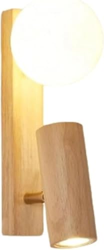 MOCHAMIK Lámparas de Pared Apliques de Pared de Madera de Mediados de Siglo Crema Viento Mesita de Noche Lámpara de Pared Blanca Lámpara de Pared de Lectura Foco de rotación de 360 ​​​​° Linterna de