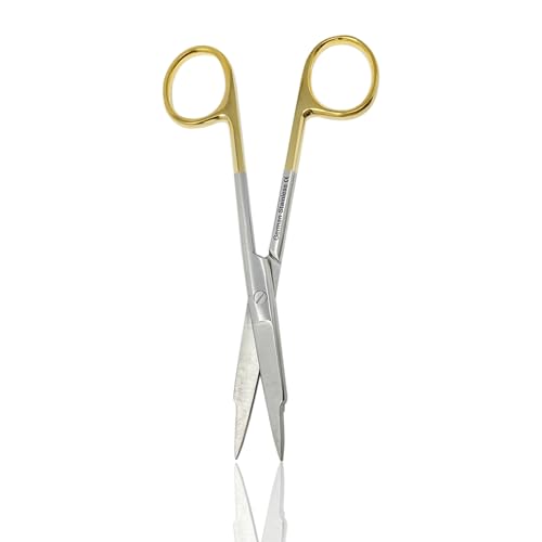 Goldman Fox Scissor 13 cm - Super Cut Sharpness - Premium Quality German Stainless Steel - Gold Handles by Cynamed (Straight Blades) …