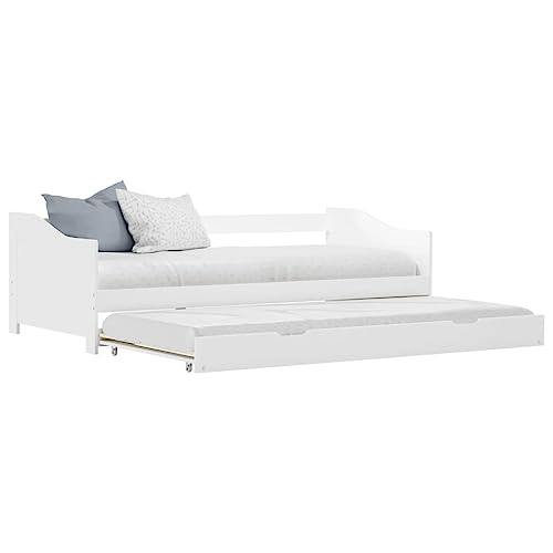 LoogCape Sofá cama nido blanco de madera de pino, 90 x 200 cm, con ruedas, cama de invitados multifuncional para dormitorio, sala de estar