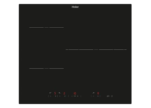 Haier Series 2 HAI63DC Placa de Inducción, 3 Zonas de Cocción, Ancho 60cm, Controles Independientes, 9 niveles de potencia + Booster, Zona gigante de 32cm, Potencia 7.1kW, Negro
