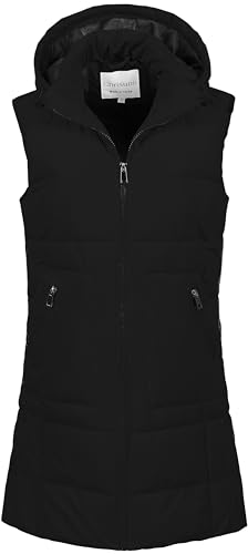 Chrisuno Womens Puffer Vest Zip Up Long Vest For Women Winter Water Resistant Hood Padded Gilet Vest Black X-Large