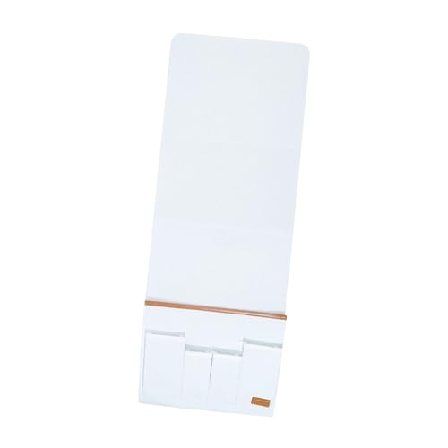Organiseur de Chevet avec 5 Poches, Sac de Rangement Suspendu Lit, Pochette de Rangement pour Lit, Organisateur de Lit en Feutre en Tissu à Suspendre, Sac pour Accoudoir de Canapé, Livres, Blanc