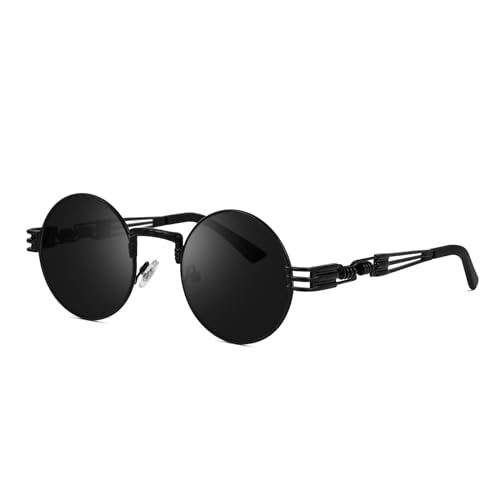 Vintage Round Steampunk Sunglasses for Women Men Circle Hippie Style Glasses Metal Frame3