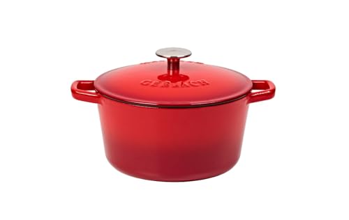 Gerlach 1760 Gusseisen Topf 3 l Gusseisen Bräter Mit Deckel Cocotte Für Alle Herdarten Backofen Rot Natur Iron