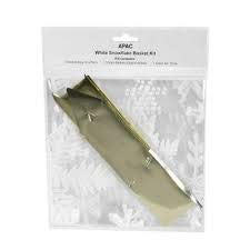 Apac White Snowflake Christmas Hamper Basket Kit Includes Basket Bag Gold Pull Bow And Silver Tie