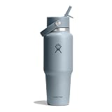 Hydro Flask – Wide Flex Straw Travel Bottle 946 ml (32 oz) – Acciaio Inox, Ermetico, Compatibile con la Maggior Parte dei Portabicchieri – Isolato Freddo 24 Ore – Bocca Larga – Shale Gray