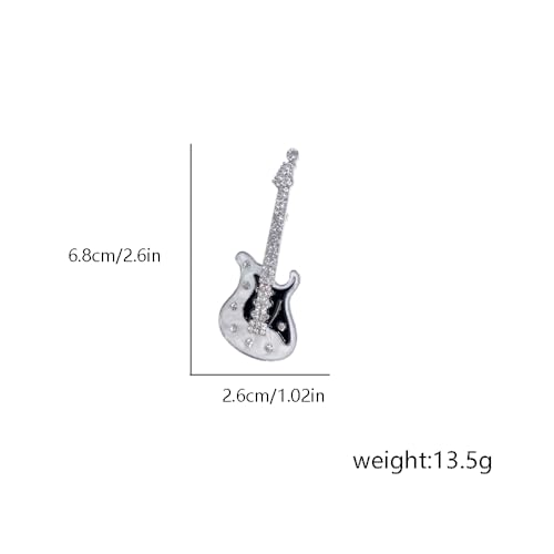 Image of Cute Guitar Rhinestones Brooches Pin Unique Colorful Crystal Enamel Brooch for Party Dance Banquet Women Men Fashion Dainty Lapel Pins Suit Shirt Ceremony Clothes Accessories Decor