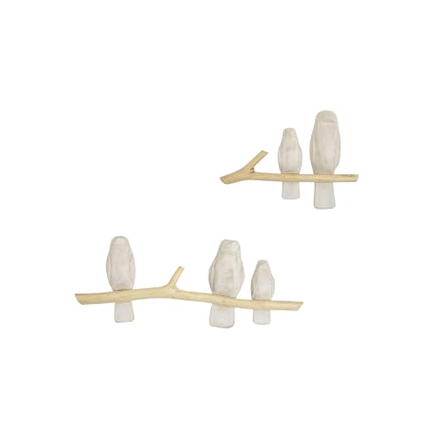 Image of Crane Baby Handcrafted Wooden Bird Wall Decor, 2-Piece Set for Boys or Girls Woodland Nursery Decor, Natural Hand-Carved Wood, Woodland Decor For Nursery