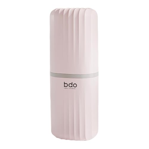 MCMUZKZS Estuche de Viaje Portátil a Prueba de Fugas para Cepillo de Dientes Y Pasta de Dientes, con Soporte para Cepillo de Dientes Y Recipiente para Enjuague, Rosa, L