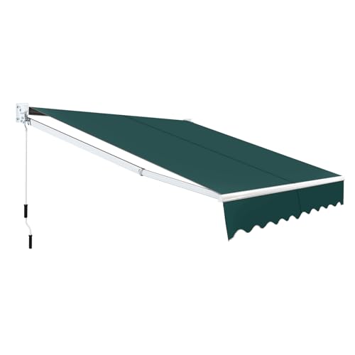 COSTWAY Tenda da Sole per Esterno Avvolgibile, Tenda da Sole a Bracci Estensibili con Telaio in Alluminio e Tettuccio Resistente al Sole e Impermeabile e Manovella (245 x 200 cm,Verde)