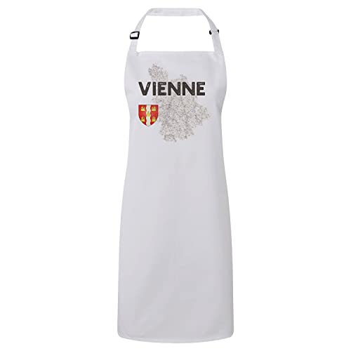Tablier Cuisine Vienne 86 Anti Tache Blanc Motif Carte Ancienne Poitiers Durable