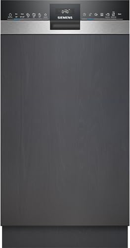 Siemens SR55ZS10ME, iQ500 Smarter Geschirrspüler Teilintegriert, 45 cm breit, Besteckschublade, Edelstahl, Zeolith Trocknung, extra leise...