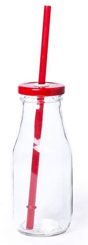 DISOK - Lote de 48 Tarros de Cristal con Caña surtido en colores. Tarros de bebida infantiles para colegios, ludotecas, cumpleaños, fiestas infantiles, comuniones.