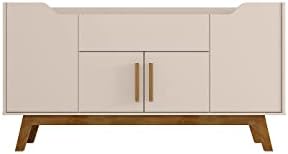 Manhattan Comfort Addie 53.54" Sideboard with 5 Shelves, Off-White and Cinnamon