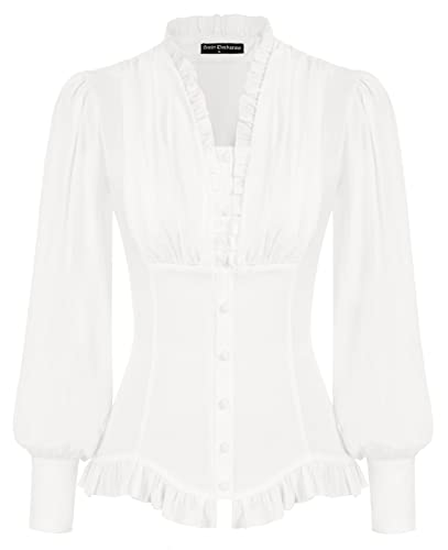 SCARLET DARKNESS Oberteile Bluse Schnürer V-Ausschnitt Hemd Klassisch...