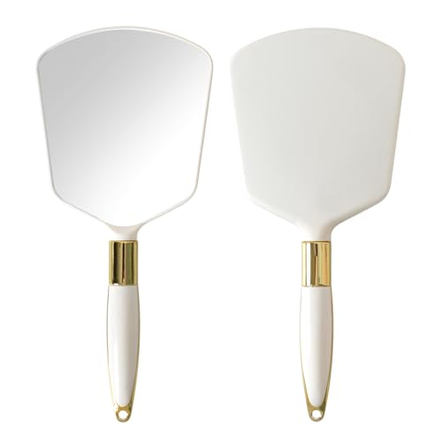 DecorDwell Espejo con Mango, Espejo de Mano de Maquillaje Profesional, Beauty Espejos de Manos con Mango Ovalado para Peluquerías, Oficinas Dentales, Corte de Pelo en Casa