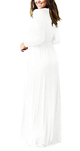Viishow VS1004-LONG SLEEVE WHITE-L Women'S Long Sleeve Loose Plain Maxi Dresses Casual Long Dresses thumb #2