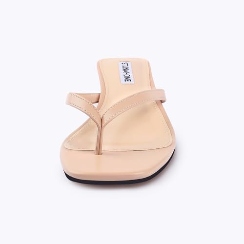 Image of STUNAHOME Kitten Heels Sandals for Women Cute Summer Square Open Toe 1.4 Inches Comfortable Thong Flip Flop Heels