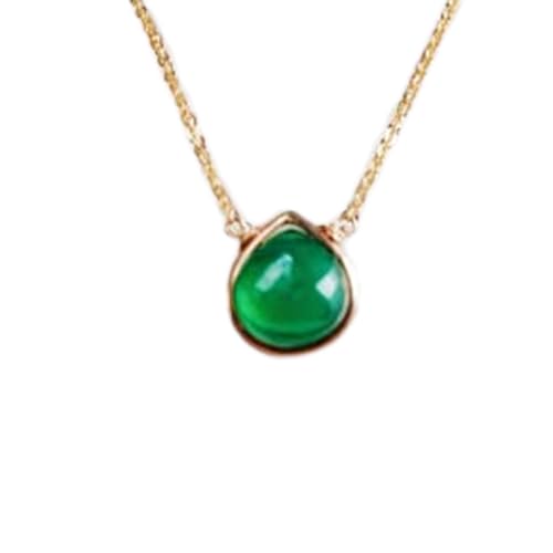 Pendentif poire en onyx vert pour apaiser le stress, bijou de guérison en argent 925