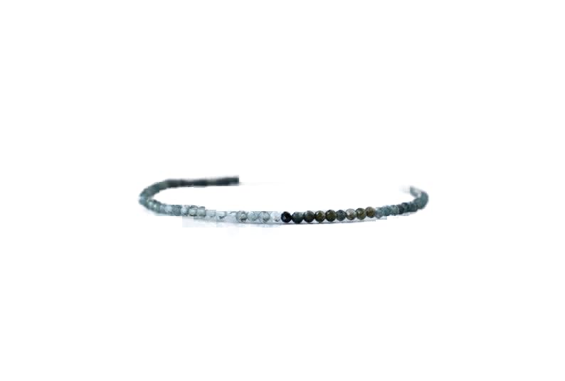 Bracelet en indicolite facettée 2mm avec fermoir argenté, un cadeau unisexe parfait