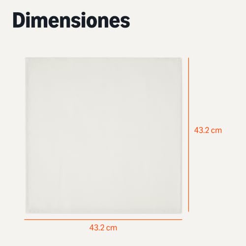 Miniatura 4 de Amazon Basics Servilletas de Tela Reutilizables Resistentes a Las Manchas y Las Arrugas, Paquete de 12, 43 x 43 cm, Color Blanco