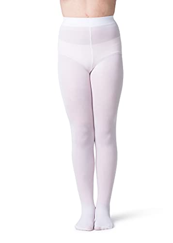 Image of Silky Toes Girls Opaque Microfiber Tights 1-2 Pairs Black White or Colored Nylon Stockings for Kids - ballet footed tights