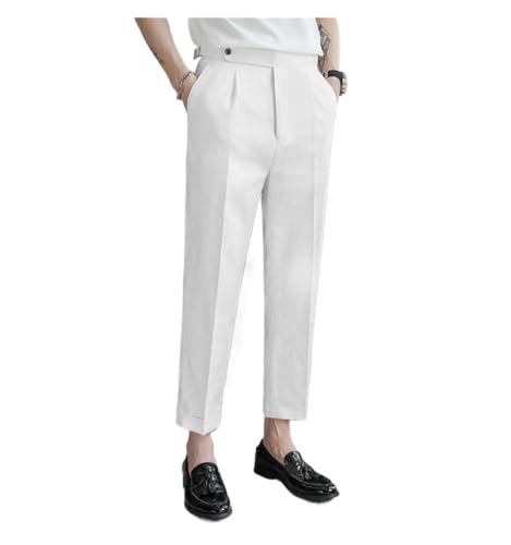 Men's Linen Dress Pants Flat Front Pants Lightweight Mens Chino Pants Business Party Beach Wedding