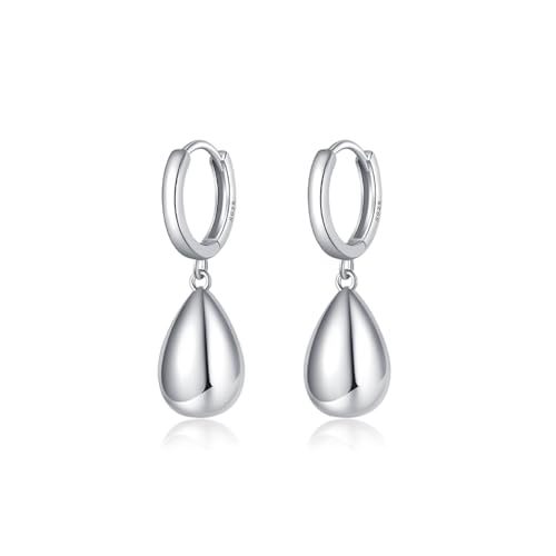 SLUYNZ 925 Sterling Silver Teardrop Dangle Earrings for Women Teens Waterdrop Dangle Earrings Drop Chunky Earrings