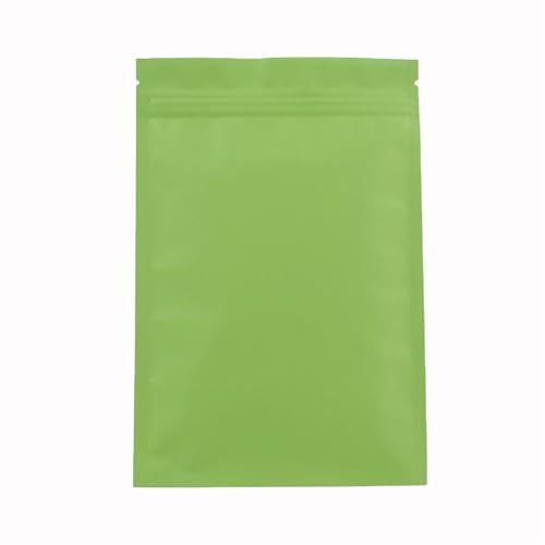 Bolsas de plástico selladas, Bolsas de plástico aluminio con cierre térmico, 100 unidades, cremallera y muesca rasgado(Matte Green,18x26cm)