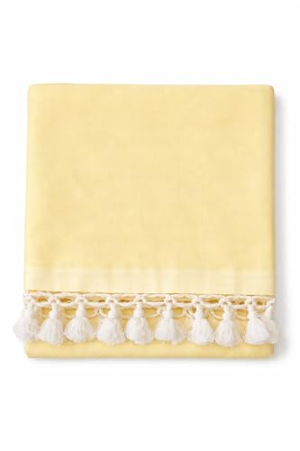 Image of Soft Dull Cotton Bhagalpuri Chadar for Summer | Lightweight and Breathable Chadar for Sleeping | Odhne Wali Chadar for All Season Use Blanket (Lemon)