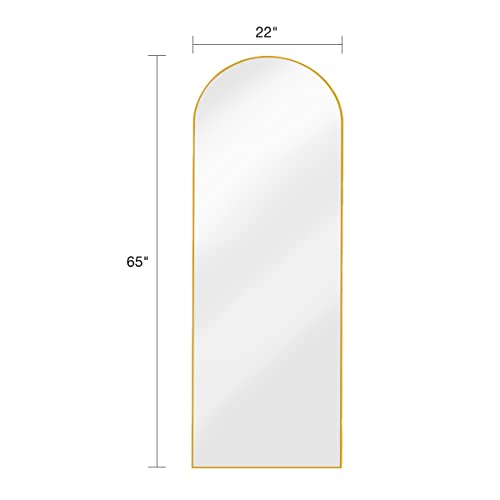 ITSRG Floor Mirror, Full Length Mirror with Stand, Arched Wall Mirror, Glassless Mirror Full Length, Gold Floor Mirror Freestanding, Wall Mounted Mirror for Bedroom Living Room (Gold)