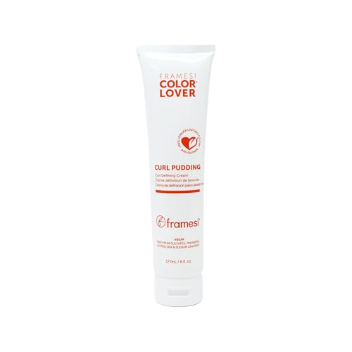 FRAMESI Curly Hair Care | Color Lover Curl Pudding Styling Cream Curl Defining Cream | Separates Curls | Tames Frizz | 6 fl oz | Vegan | Color Treated Hair