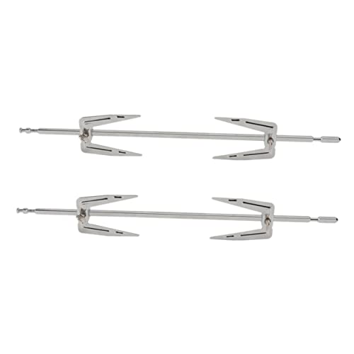 HAKIDZEL 2Sets Bbq Kitchen Grill Forks Food Rotating Forks for Easy Insertion and Removal Stainless Steel Oven Accessory for Rotisserie Chicken and Meat Cooking
