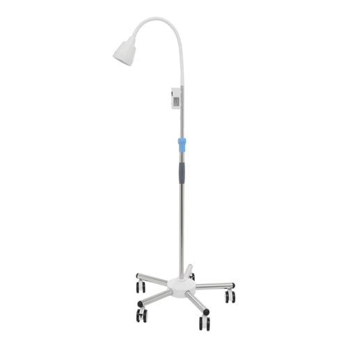 5Pcs Legs Medical Examination Lamp, Adjustable Height Examination Lamp with LED Surgical Light and 360 ° Rotation Hose,Exam Light for Outpatient Clinics,Gynecology, Stomatology (White, Silver)