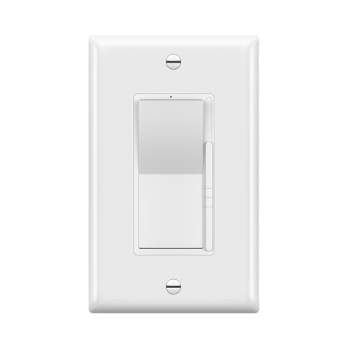 Image of TOPGREENER Kalide Dimmer Light Switch, LED Dimmer Switch, Full Range Dimming, Single Pole /3-Way, 120VAC, 60Hz, 300W LED /CFL, Neutral Wire Not Required, Wall Plate Included, White