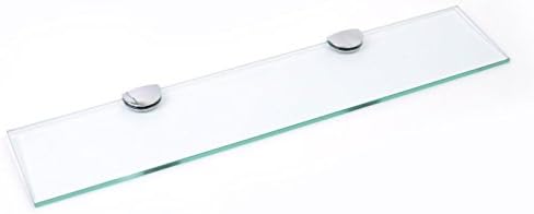 BSM Marketing 500mm x 100mm 6mm thickness Toughened Glass Shelf for Bathroom Bedroom Office with large Chrome Finish Shelf Supports