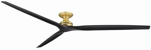 Fanimation Fans FPD6721BBS-96BL-F Spitfire - 3 Blade Flush Ceiling Fan-21.08 Inches Tall and 96 Inches Wide, Finish Color: Brushed Satin Brass, Blade Color: Black