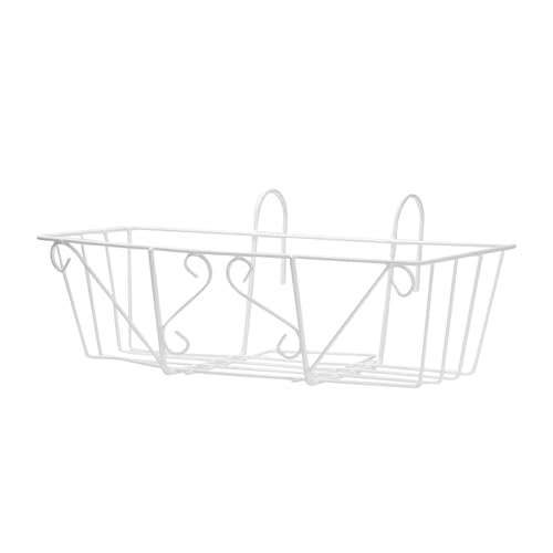 Yardenfun Portafiori in Ferro Sospeso Bianco per Balcone e Parete Supporto Vasi Robusto e Spazioso Design Europeo per Cucina e Giardino Adatto Ringhiere e Muri