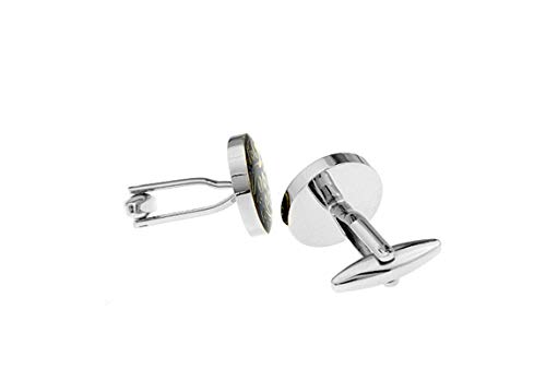 Mancuernillas para hombre patrón floral azul oscuro KnBoB miniatura 2