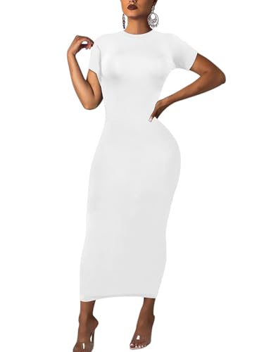 Image of Women's Long Bodycon Dresses Leopard Print Casual Maxi Club Party Tight Dress Short Sleeve