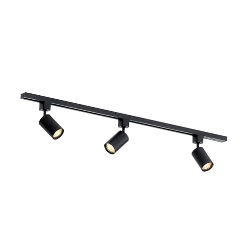 Qub Focus III 1-Phasen Led Schienensystem - 100cm - 3x GU10 Spots Schienensystem lampen - 3x 1m Lichtschienensystem - I-Form - Deckenstrahler Schwarz - Erweiterbar & flexibel - LED-kompatibel